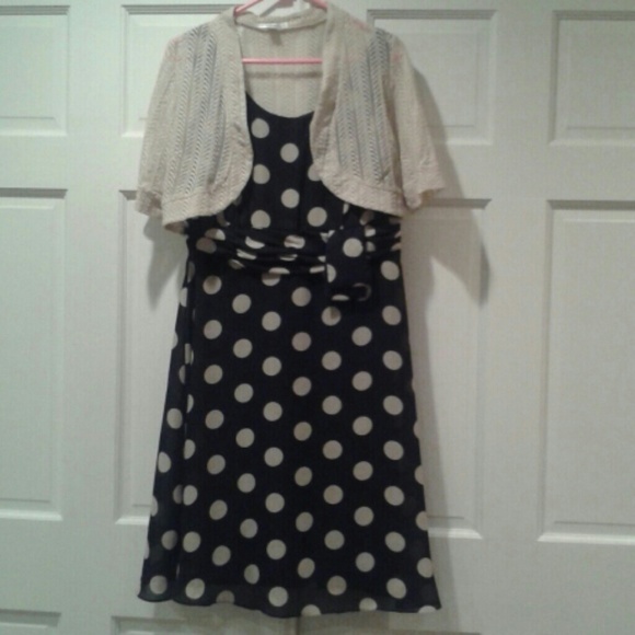 Dress barn polk a dot dress with shaw