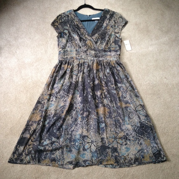 NWT Coldwater Creek Crinkle Paisley Dress Size P12