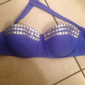 Cute blue bathing suit top with studs,