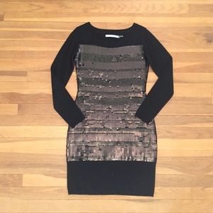 Black sequin sweater dress
