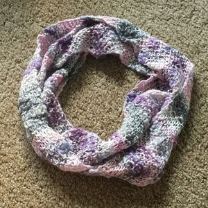 Purple and gray infinity scarf