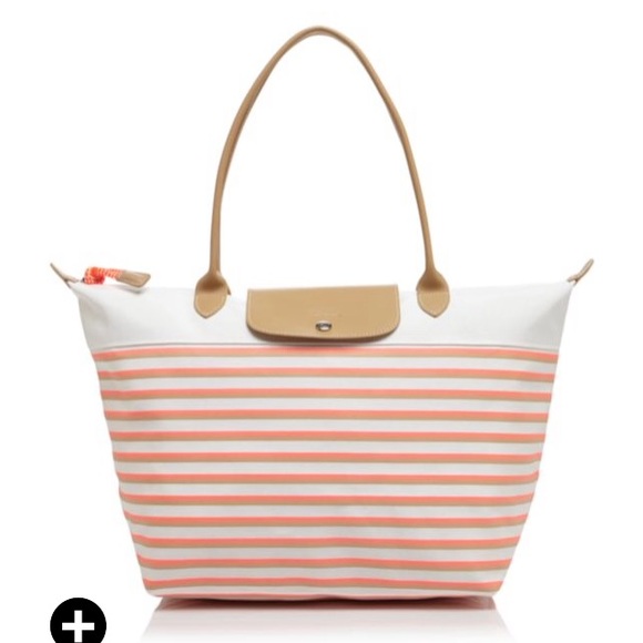 Longchamp Le Pliage Marinere Tote Bag in Coral