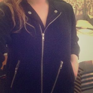 Black asymmetrical zipper detail sweater