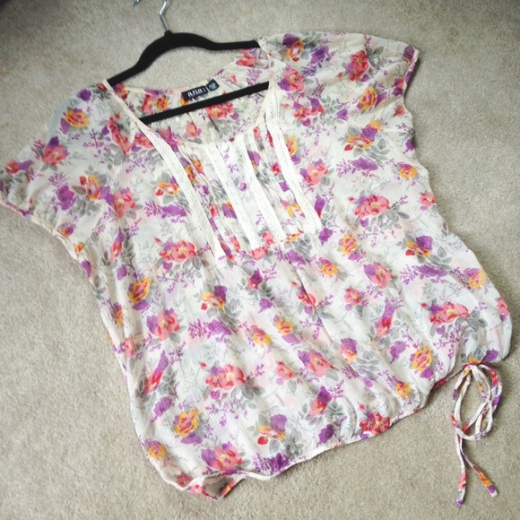 Sheer Short Sleeve Summer Blouse Size Petite XL