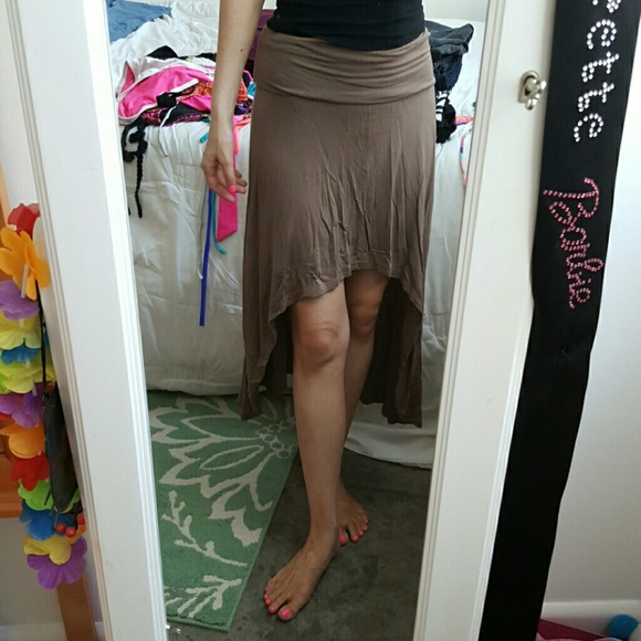 Taupe brown high low skirt