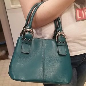 Tignanello teal leather handbag