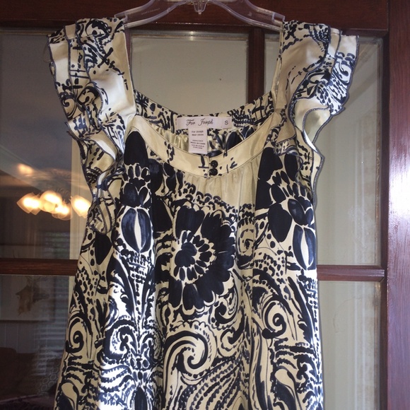 S cream and dark blue silk shirt by For Joseph