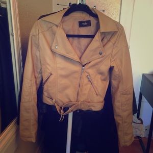 Faux Nude Leather Jacket