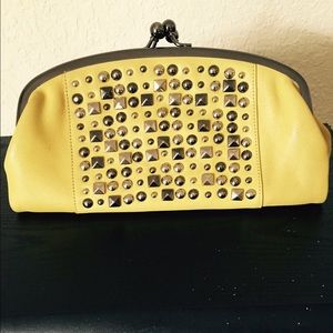Studded leather clutch