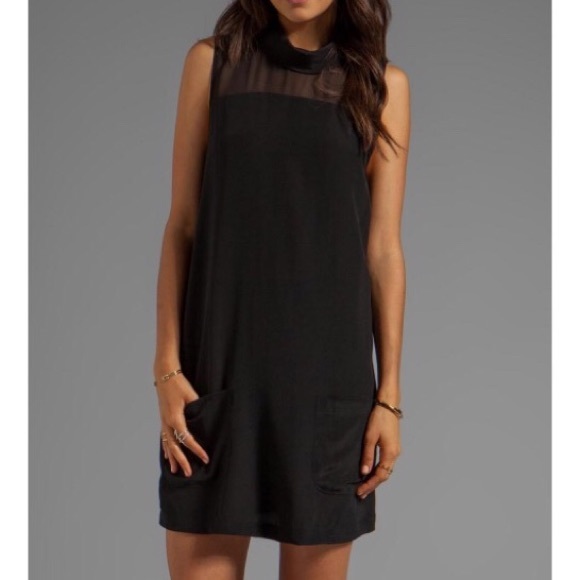 Joie - XS - Black - Silk Dress with Front Pockets