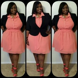 Coral Clor Summer Time Chiffon Feel Flowing Dress