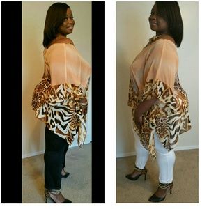 Animal Print Poncho Top
