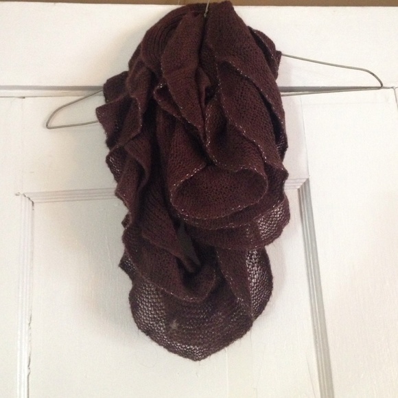 Brown knit infinity scarf