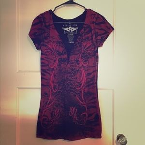 Affliction Red Black with Bling Tee