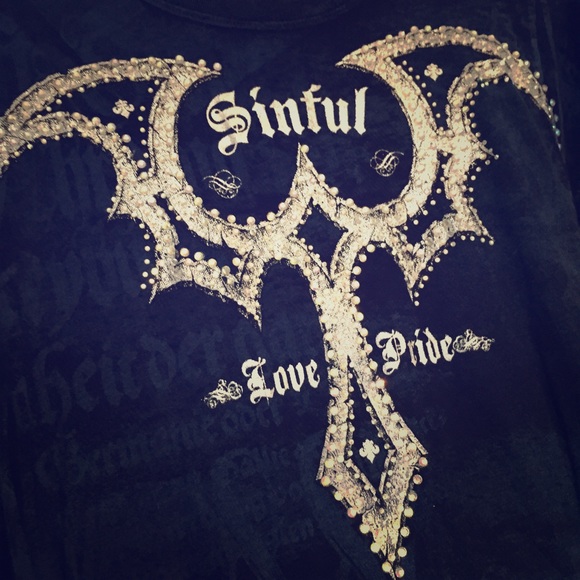 Dark Blue Sinful Bling Tee