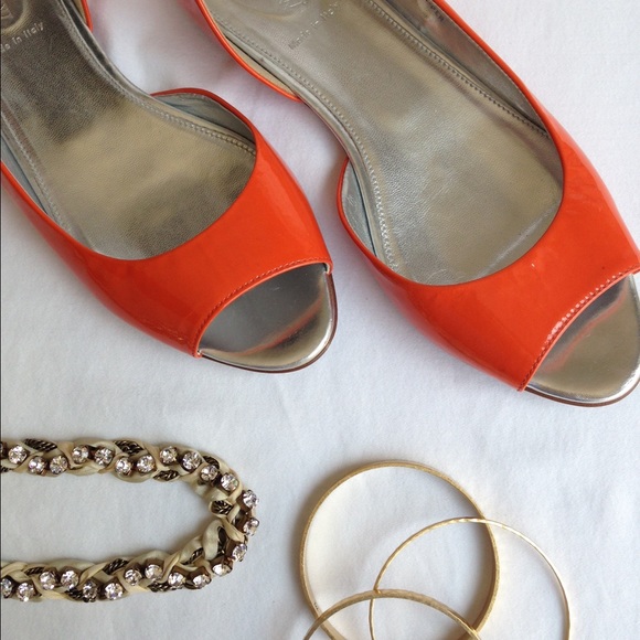 Reserved @Heatherlroth J. Crew orange peep toes