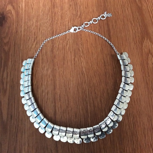 NWOT Lucky Brand silver metal statement necklace