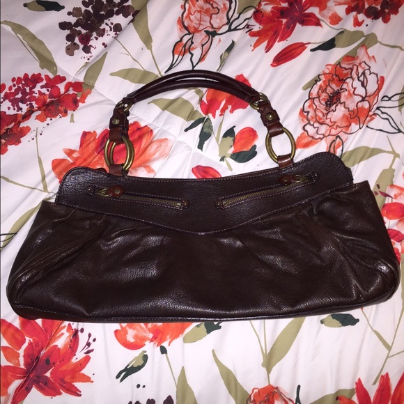 Dark chocolate brown leather satchel