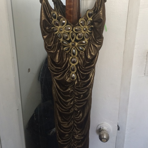 Tight fitted gold dress