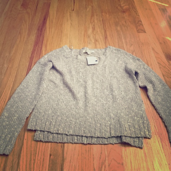 Grey Pink Rose knit sweater