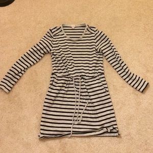 Long sleeve striped sweatshirt dress