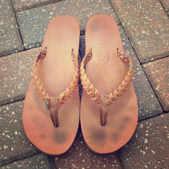 Rainbow "Twisted Sister" flip flops