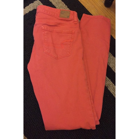 Coral skinny jeans