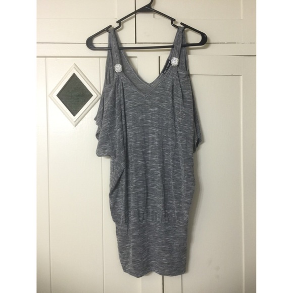 Open Shoulder Gray Dress