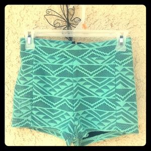 Teal and black high waisted shorts