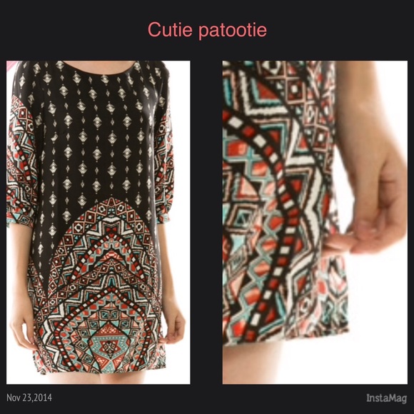 🌺HP 5/16🌺MULTI PRINT BOAT NECK SHIFT DRESS - Picture 2 of 2