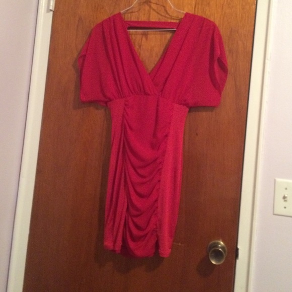 Slinky Red VNeck Dress