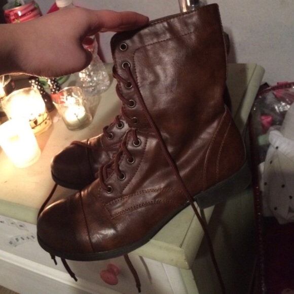 Brown combat boots