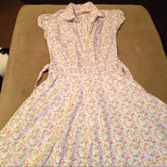 Flowered button up dress