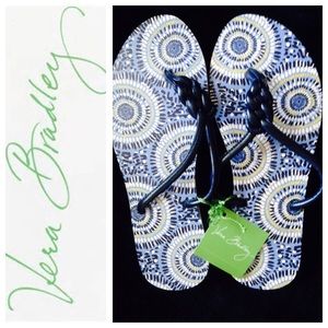 Brand New Vera Bradley Blue Flip Flops