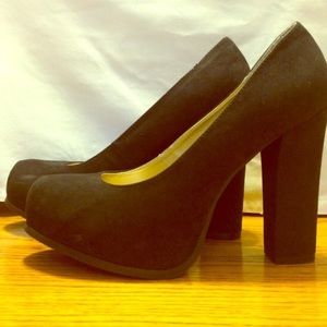 Black suede heels