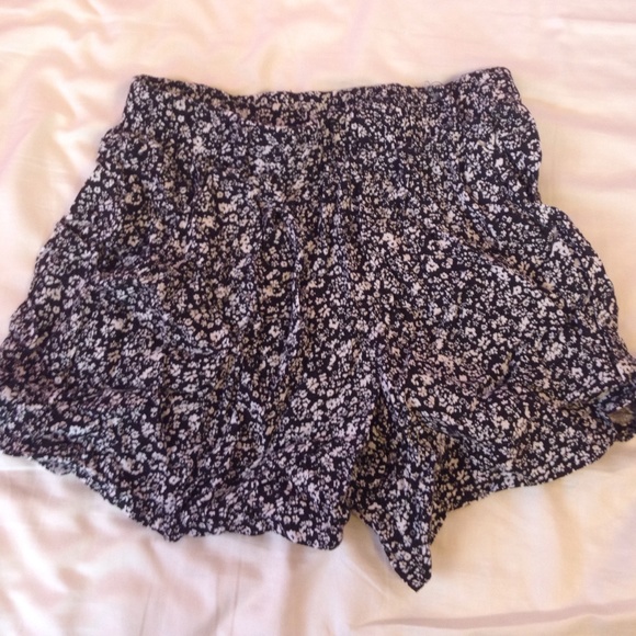 Black and White Floral Shorts