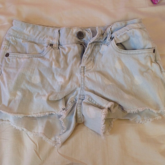 Light wash polka dot material girl shorts