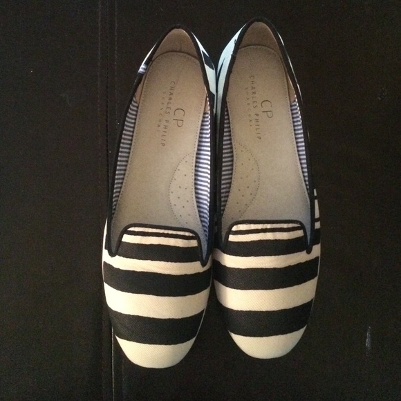 Anthropologie Shoes - Black/white striped flats