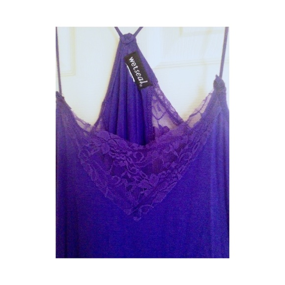 ⭐2/$7⭐️WET SEAL LOOSE AND FLOWY TOP W/ LACE SIZE L - Picture 2 of 3