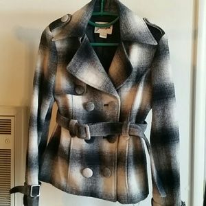 Black and white peacoat