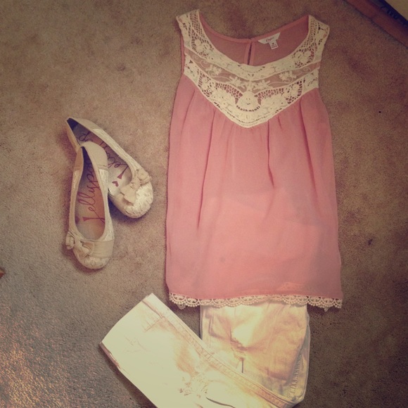 Rose Pink & Cream Crocheted Tank