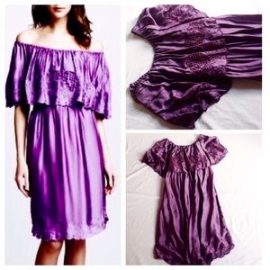 FREE PEOPLE Boho Off Shoulder Cut Away Embroidery