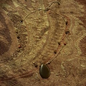 Beaded Necklace with Teardrop Pendant