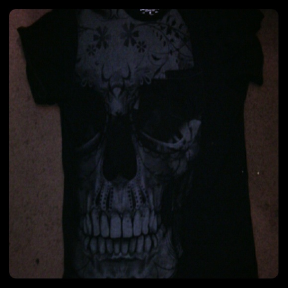 Skull Skeleton Face Shirt Black