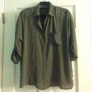 Army Green Sheer Button Up