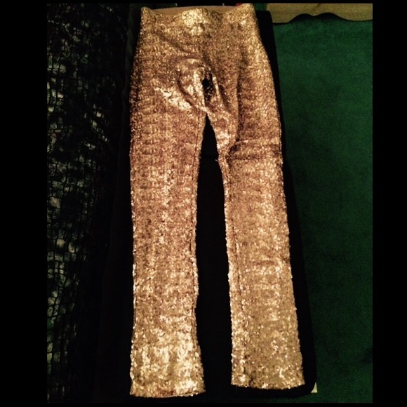 Gold Sequin Ankle Pants