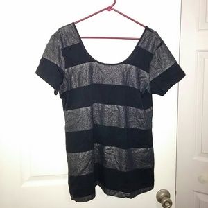 Scoop neck black and glitter/sparkle stripe shirt