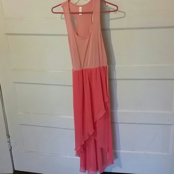 coral high low dress