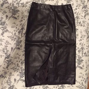 Armani Leather Chocolate Brown Skirt Size 8