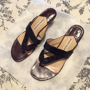 Manolo Blahnik Vintage Brown Croc Sandal Pumps